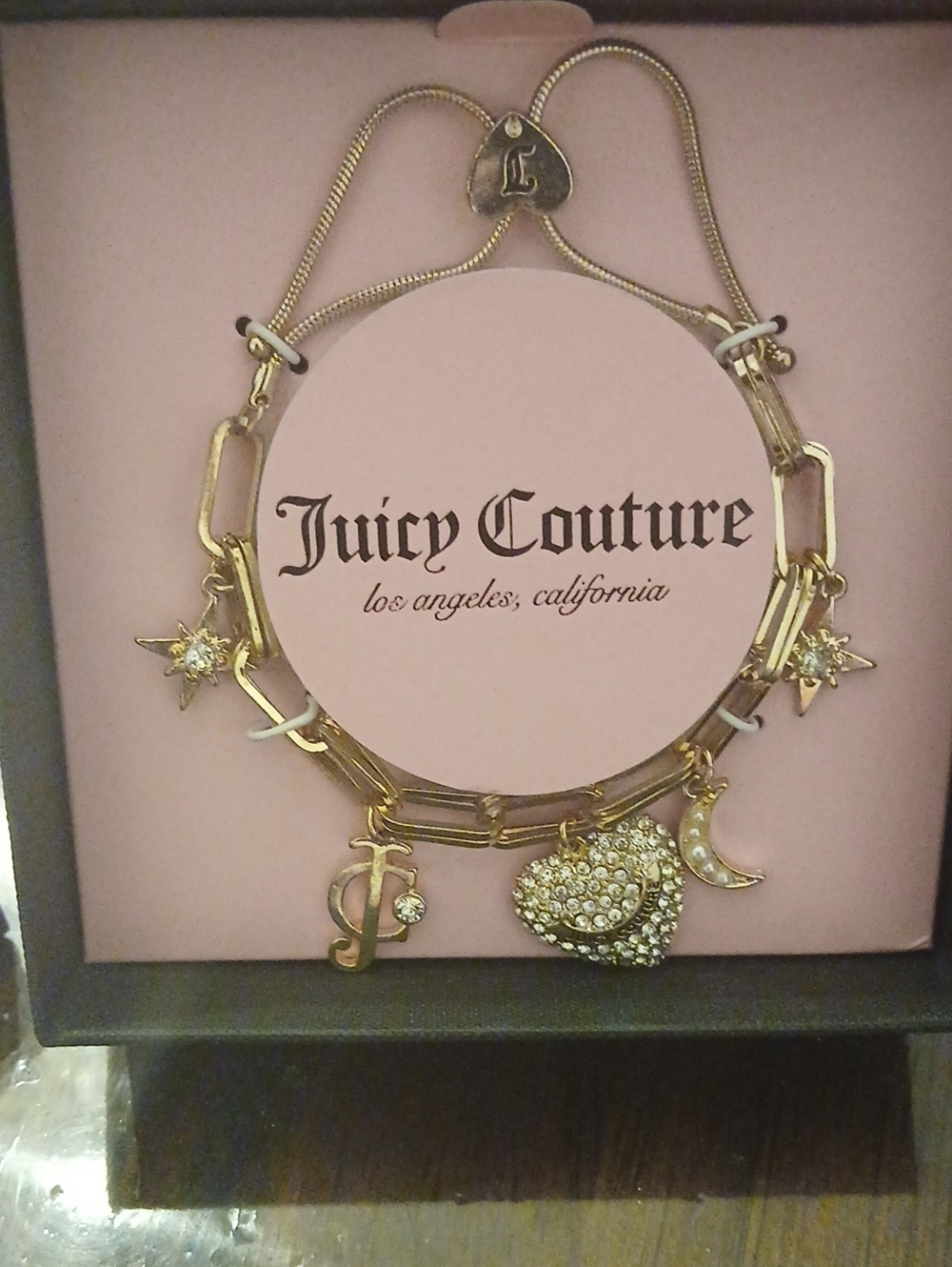Juicy Couture Gold Charm Bracelets with Crystal Heart & Moon Accents Final Price